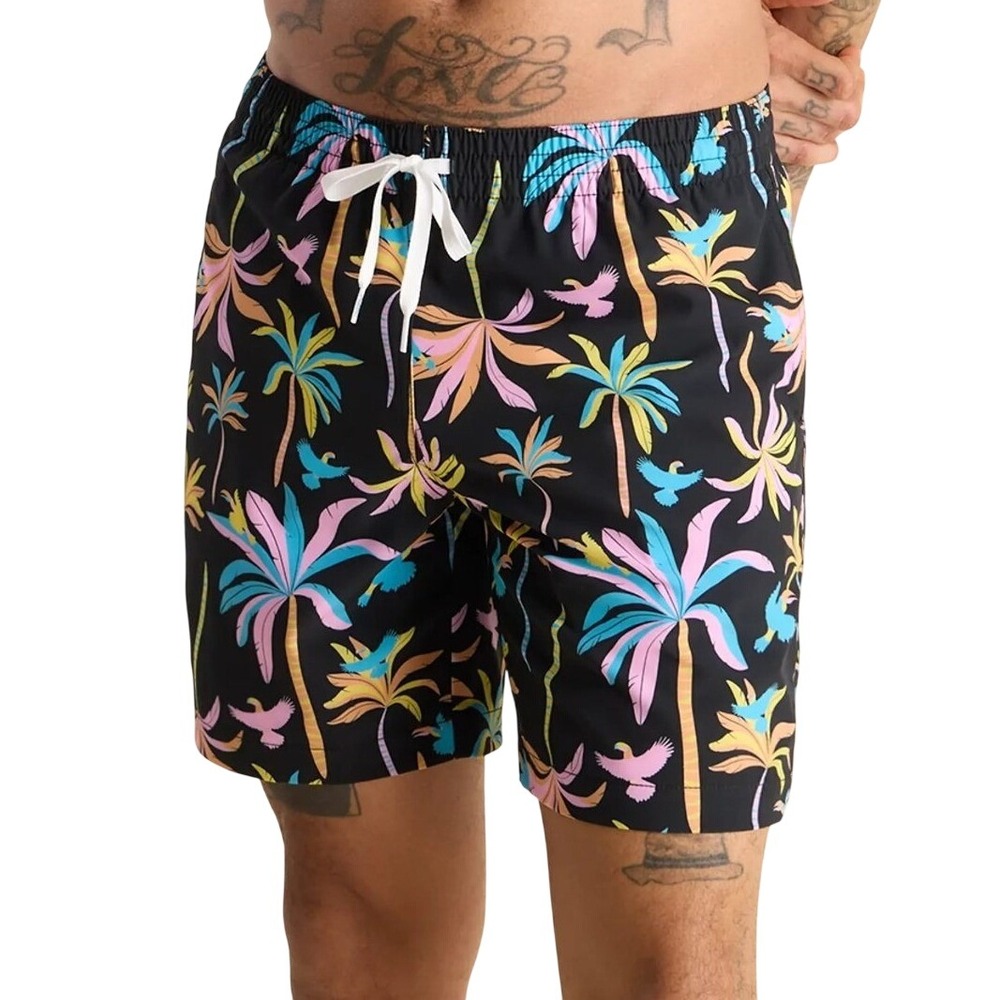 NWT Chubbies Swim Trunks Men's Small Black Tropical Black Light Nights